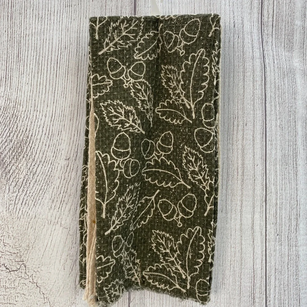 Rachel Ashwell The Farmhouse Kitchen Towels (3) Green Fall Acorn Leaf Autumn